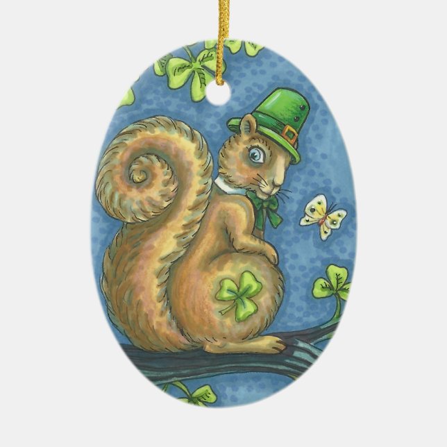 St. Patrick's Day IRISH SQUIRREL ORNAMENT Oval (Front)