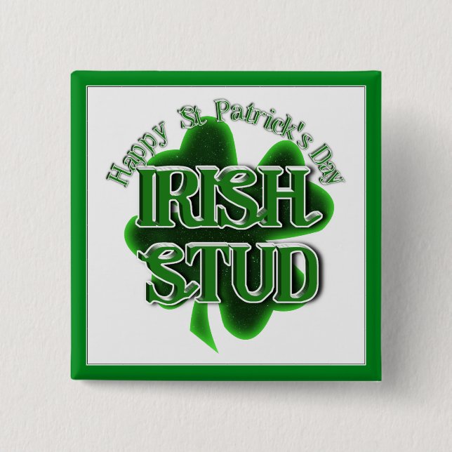 St. Patrick's Day Irish Stud 15 Cm Square Badge (Front)