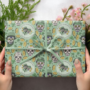 St Patrick's Day Irish Sugar Skull Custom Wrapping Paper