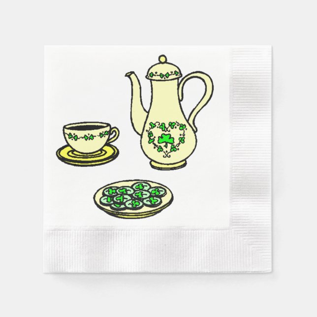 St. Patrick's Day Irish Tea Set Paper Napkins (Front)