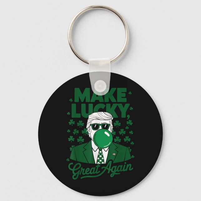 St. Patricks Day Irish Trump Bubble Gum Funny Key Ring (Front)
