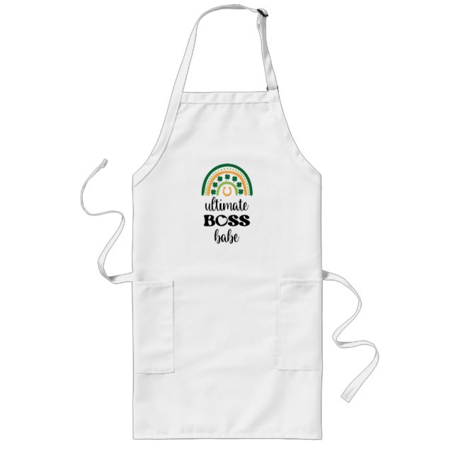 St Patrick's Day Irish Ultimate Boss Babe Rainbow Long Apron (Front)