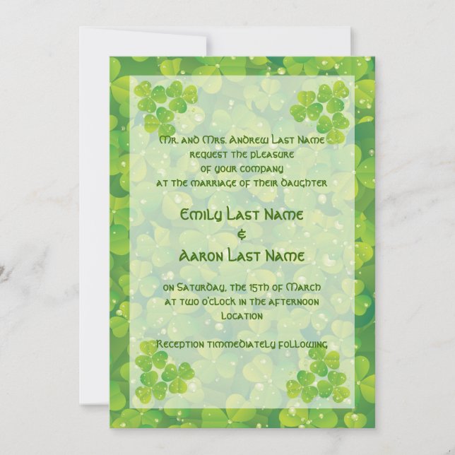 St. Patrick's Day Irish wedding invitation (Front)