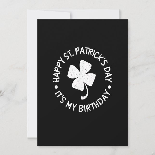 St. Patrick's Day It's My Birthday Shamrock Happy  Invitation (Front)