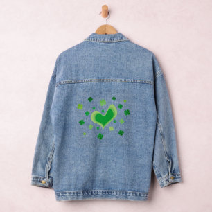 St Patrick's Day jeans jacket with lucky shamrocks