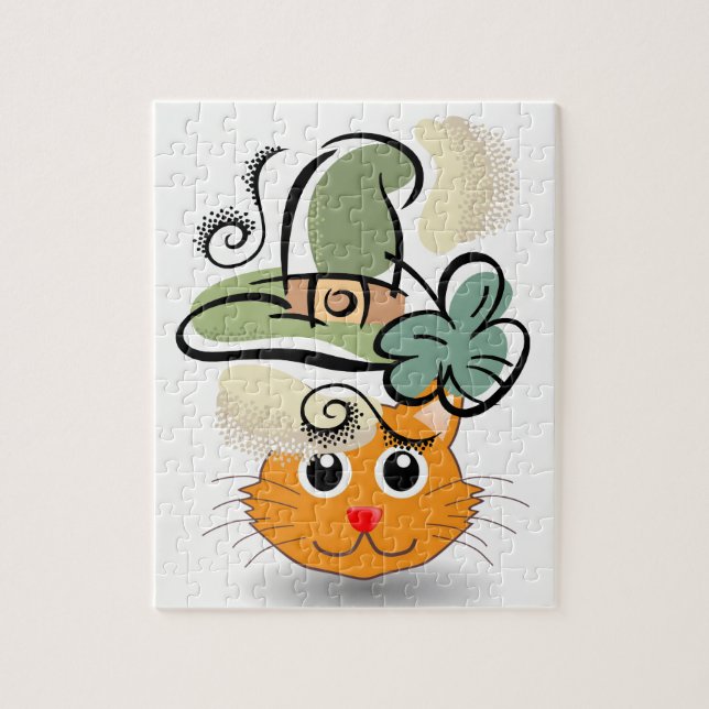 St. Patrick's Day Jigsaw Puzzle Cat (Vertical)