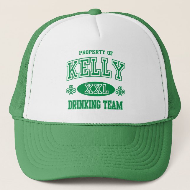 St Patricks Day Kelly Irish Drinking Team Trucker Hat (Front)