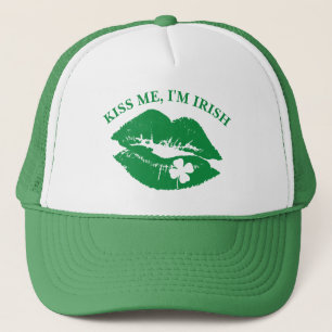 St Patricks Day Kiss Me I'm Irish Lucky Clover Trucker Hat