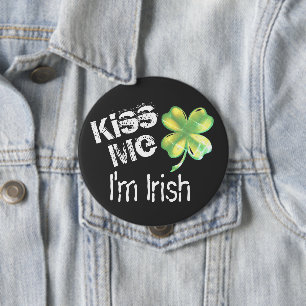 St. Patrick's Day Kiss Me I'm Irish Shamrock 10 Cm Round Badge