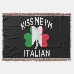 st patricks day kiss me im Italian Throw Blanket