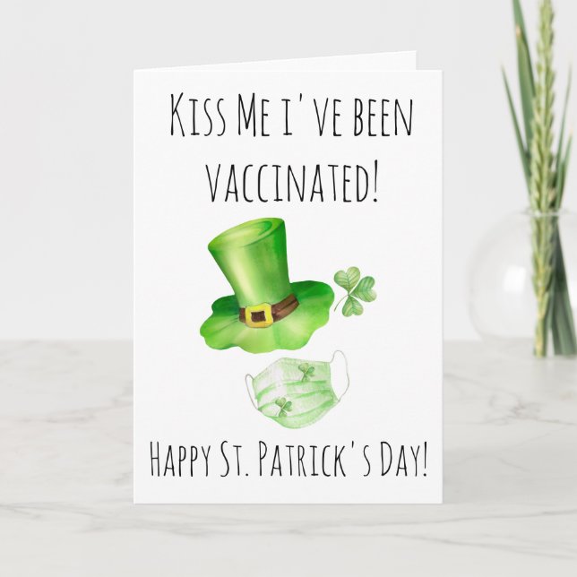St. Patrick's Day Kiss me I'm Vaccinated Covid Card (Front)