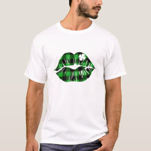 St Patricks Day Kiss Me Lucky Lips Shamrock Women T-Shirt