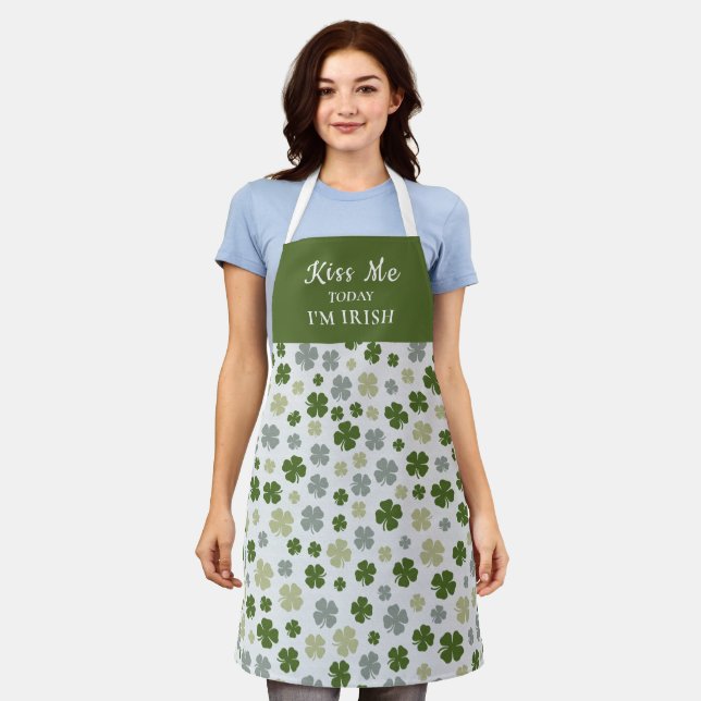 St. Patrick's Day Kiss Me Today Im Irish  Shamrock Apron (Worn)