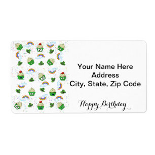 St. Patrick's Day Labels Happy Birthday Cupcakes