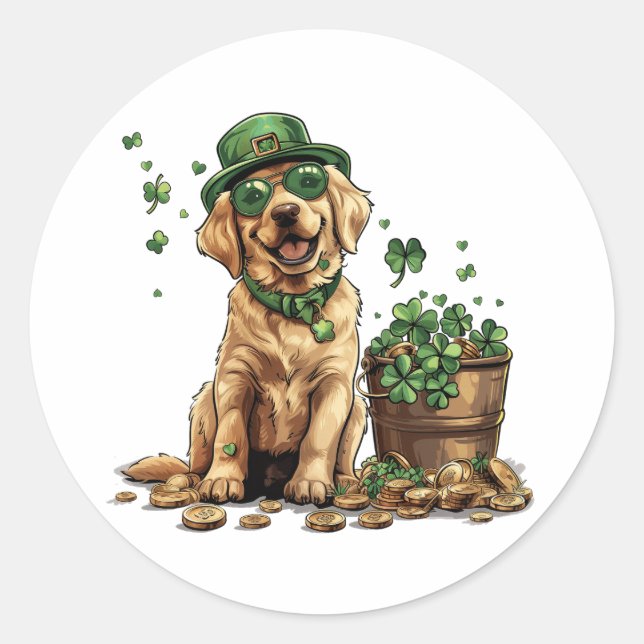 St. Patrick's Day Labrador Retriever Dog Classic Round Sticker (Front)