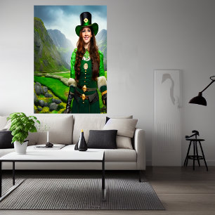 St. Patrick's Day lady AI Art Poster
