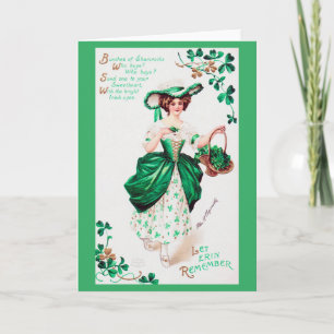 St. Patrick's Day Lady, Vintage Card