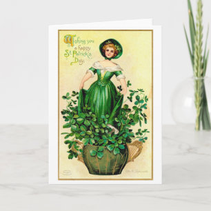 St. Patrick's Day Lady, Vintage Card