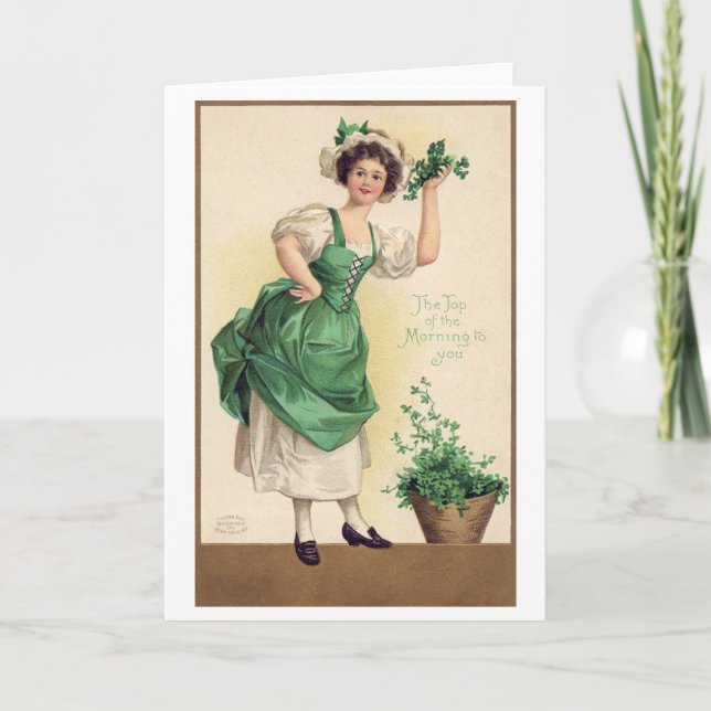 St. Patrick's Day Lady, Vintage Card (Front)