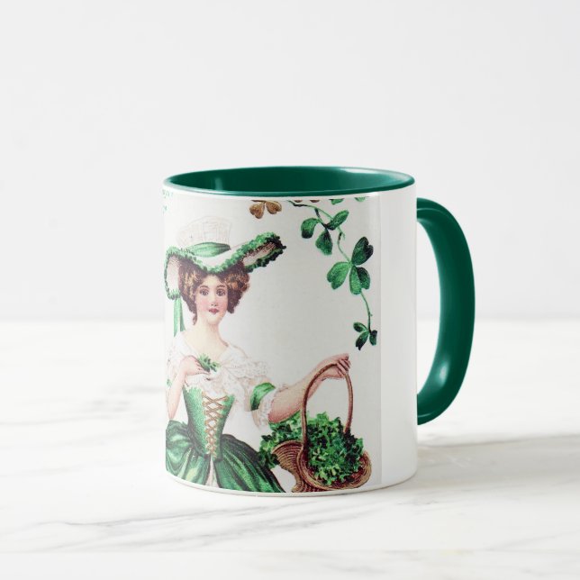 St. Patrick's Day Lady, Vintage Mug (Front Right)