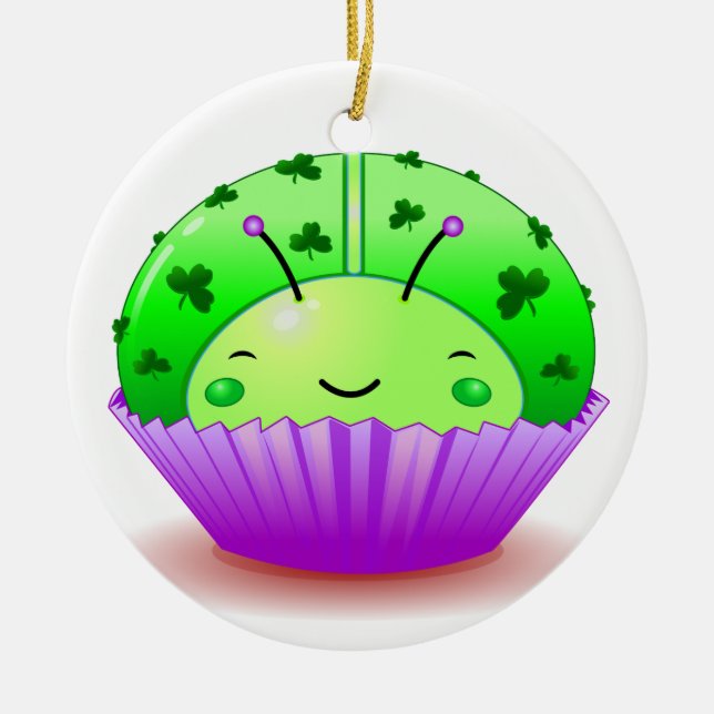 St. Patrick's Day Ladybug Cupcake Ornament (Front)