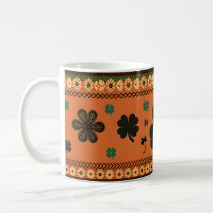 St. Patrick's Day Large Shamrocks and Flowers  Coffee Mug