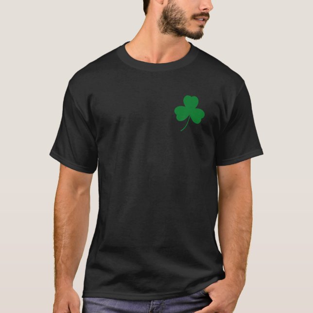 St. Patrick's Day Left Chest White Clover Shamrock T-Shirt (Front)