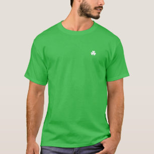 St. Patrick's Day Left Chest White Clover Shamrock T-Shirt