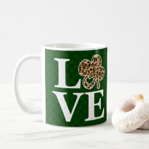 St Patricks Day Leopard Love Shamrock Coffee Mug