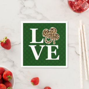 St Patricks Day Leopard Love Shamrock Napkin