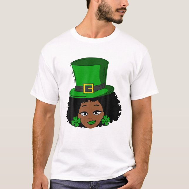St Patricks Day Leprechaun Afro Woman Shamrock Wom T-Shirt (Front)
