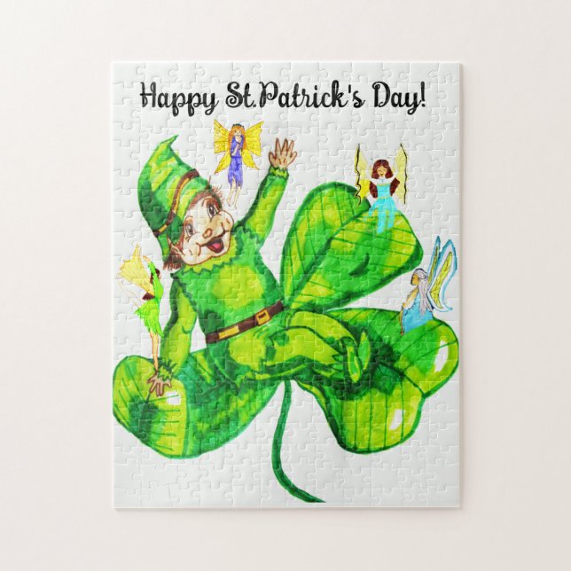 ST. PATRICK'S DAY LEPRECHAUN AND FARIES  JIGSAW PUZZLE (Vertical)