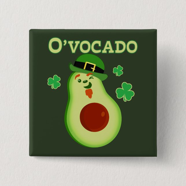 St Patrick's Day Leprechaun Avocado Pun 15 Cm Square Badge (Front)
