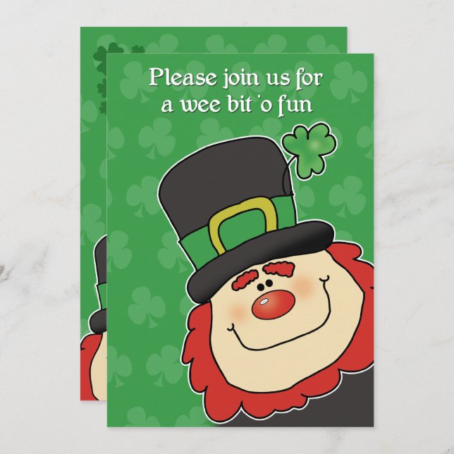 St Patrick's Day Leprechaun Baby Shower Invitation (Front/Back)