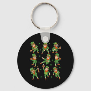 St Patricks Day Leprechaun Baseball Player Boys Gi Key Ring