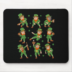 St Patricks Day Leprechaun Baseball Player Boys Gi Mouse Pad