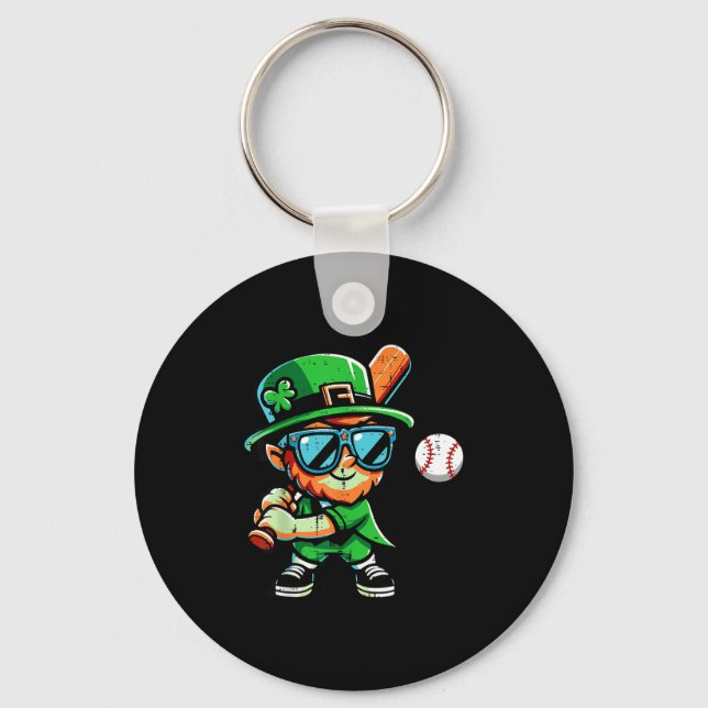 St Patricks Day Leprechaun Baseball Saint Paddys B Key Ring (Front)