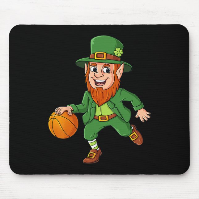 St Patricks Day Leprechaun Basketball Lucky Boys G Mouse Pad (Front)