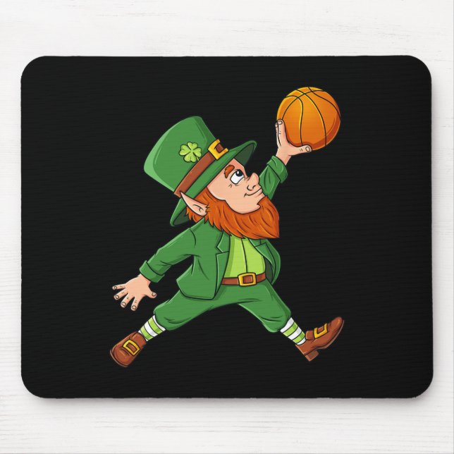 St Patricks Day Leprechaun Basketball Lucky Boys G Mouse Pad (Front)