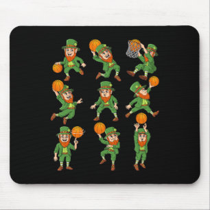 St Patricks Day Leprechaun Basketball Player Boys Mouse Pad