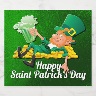 St Patrick's Day Leprechaun Beer Bottle Label