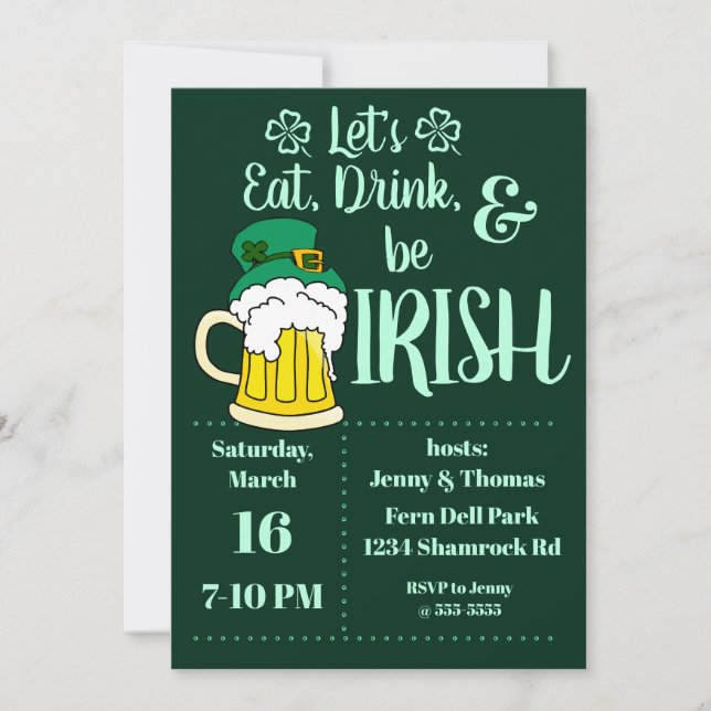 St. Patrick's Day Leprechaun Beer Invitation (Front)