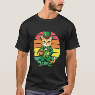 St Patricks Day Leprechaun Cat Lucky Shamrock T-Shirt