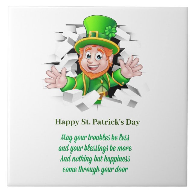 St. Patrick's day leprechaun  Ceramic Tile (Front)