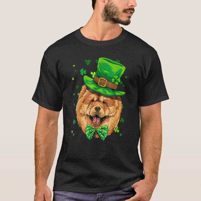 St Patrick's Day Leprechaun Chow Chow Pet Dog Sham T-Shirt (Front)