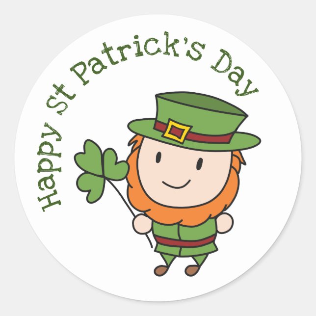 St Patrick's Day Leprechaun Classic Round Sticker (Front)
