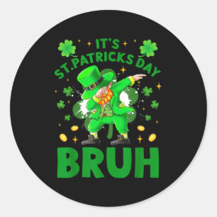 St patricks day leprechaun dabbing shamrock clover classic round sticker