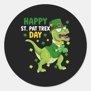 St Patricks Day Leprechaun Dinosaur Dino Happy St Classic Round Sticker