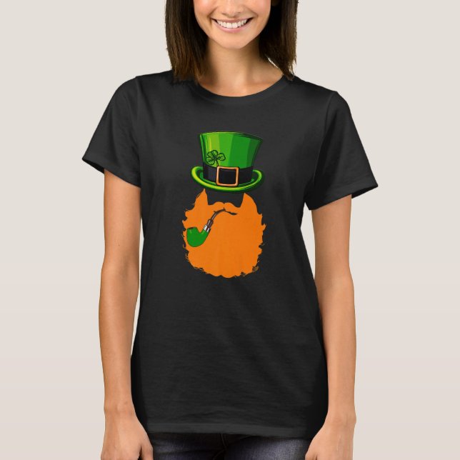 St Patrick's Day Leprechaun Face Beard Shamrock Gi T-Shirt (Front)