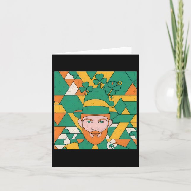 St. Patrick's Day Leprechaun Geometric Art Tee Sti Card (Front)
